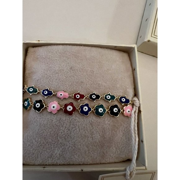 Arm Candy By Eye Candy 18K Yellow Gold Plated Brass Enamel Luxe Bracelets~NIB! - Picture 1 of 2